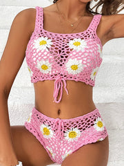 Daisy Print Bikini and Shorts Set For Women, Cutout, Greenpoint, BYMANYC New York. BYMANYC ® New York