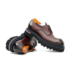 Derby Shoes Chunky 6cm heel boost Wine red