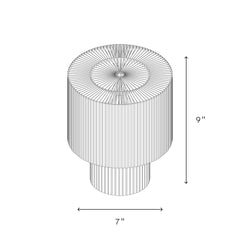 Technical drawing of a cylindrical object with dimensions labeled