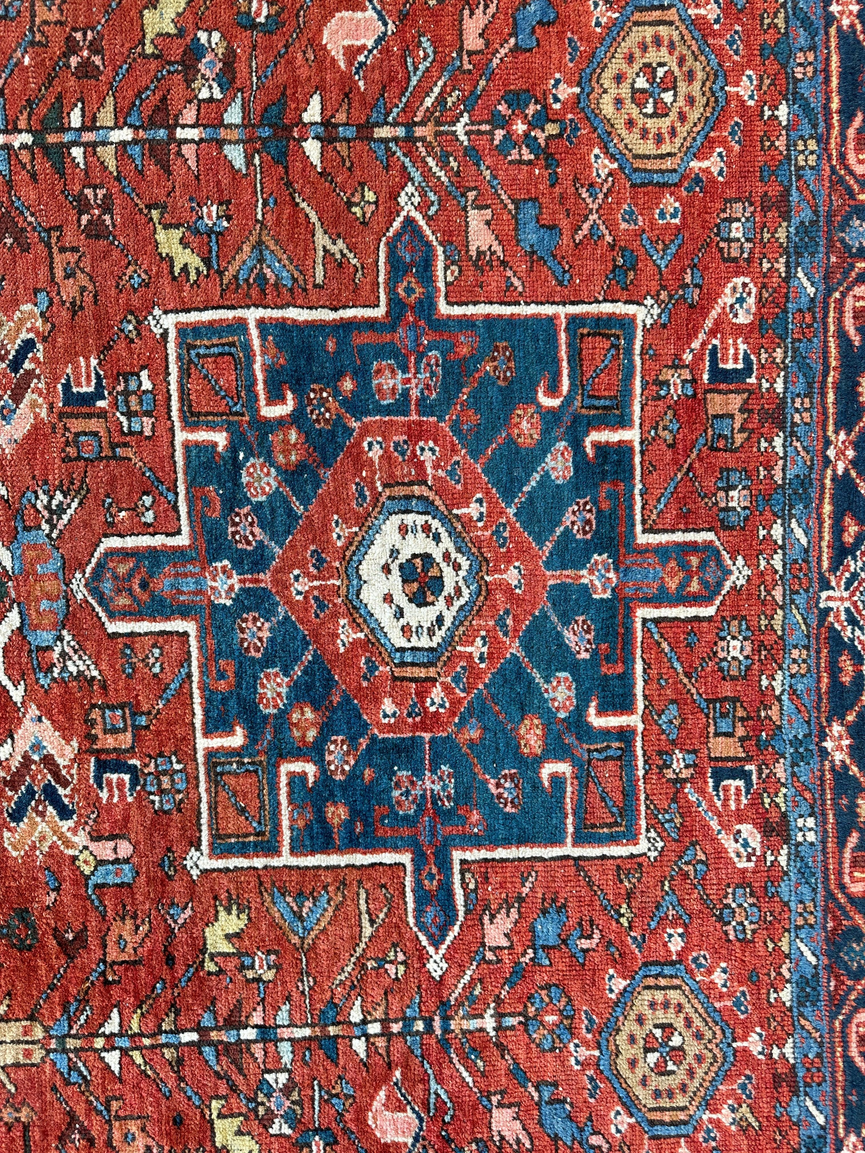 KARAJA Persian Antique Heriz Rug  4'9" x 6' Rugistan