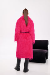 Faux Ostrich Effect Fur Coat