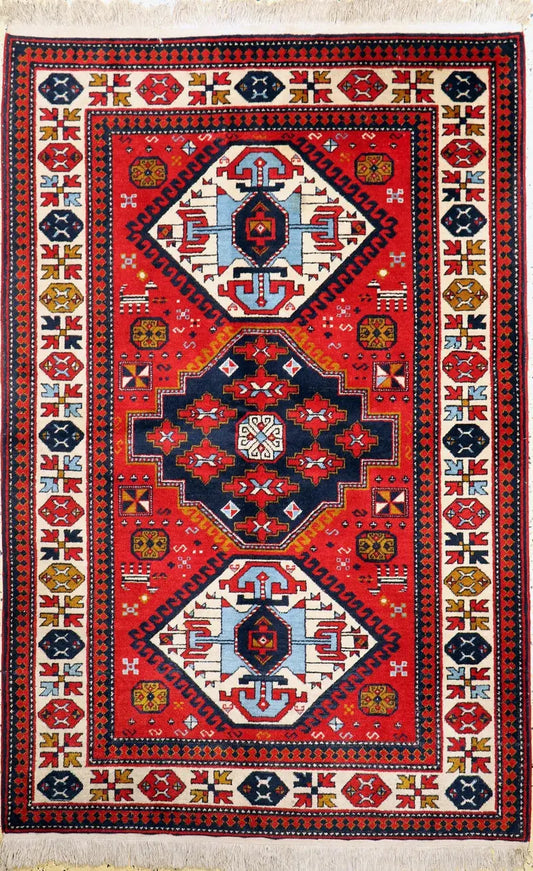 Armenian Yerevan Wool Rug – 4’6” x 6’11” – Hand-Knotted Geometric Design Rugistan