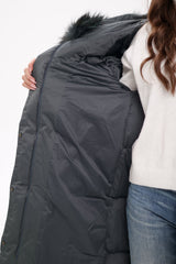 Genuine Silver Fox Fur Trim Down Coat in Forest Slate Alaska® Outerwear Company