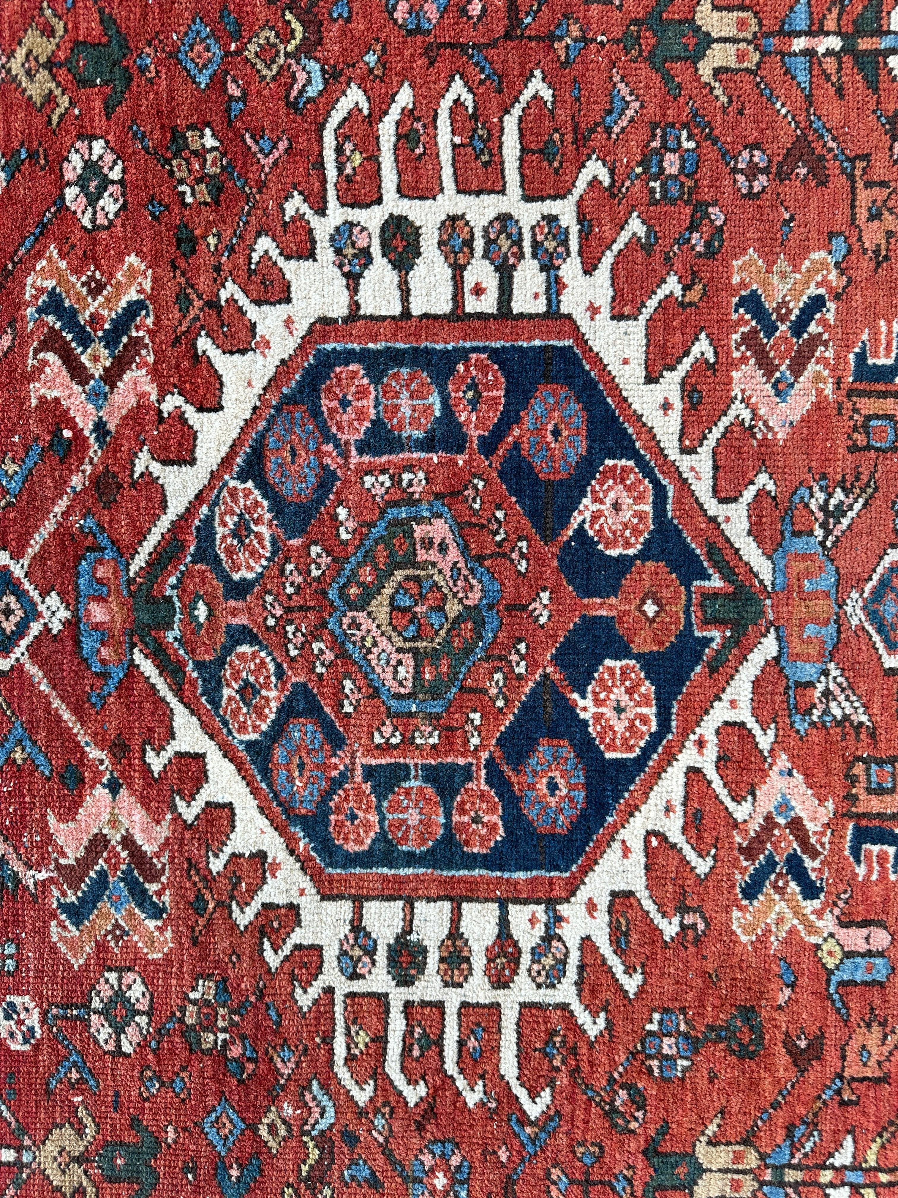 KARAJA Persian Antique Heriz Rug  4'9" x 6' Rugistan