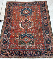 KARAJA Persian Antique Heriz Rug  4'9" x 6' Rugistan