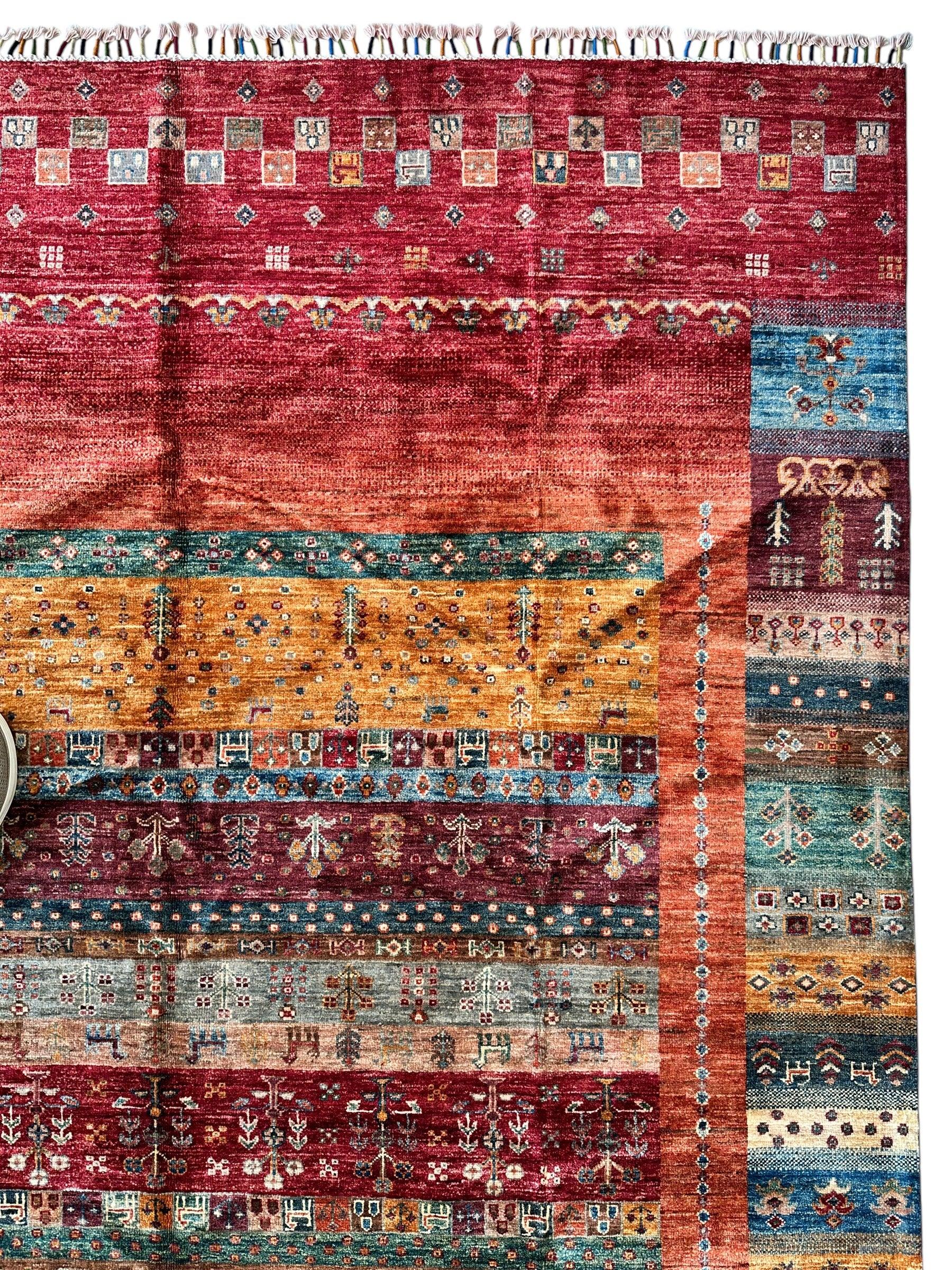 Afghani Khorjin Wool Rug – 7' x 9'10" – Vibrant Geometric & Tribal Patterns Rugistan