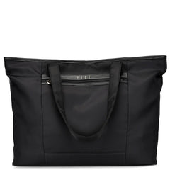 Black tote bag with 'ELLE' branding on a white background