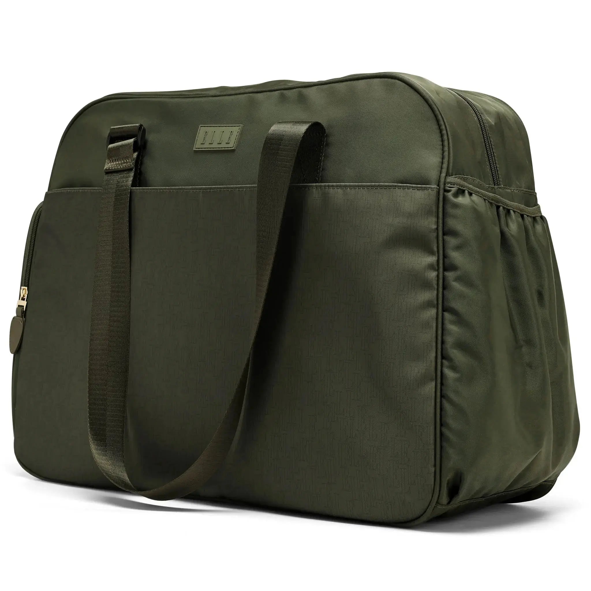 Green bag with a strap on a white background
