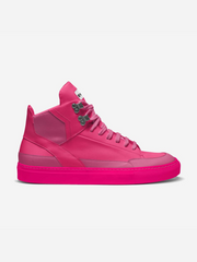 Pink high-top sneaker on a white background