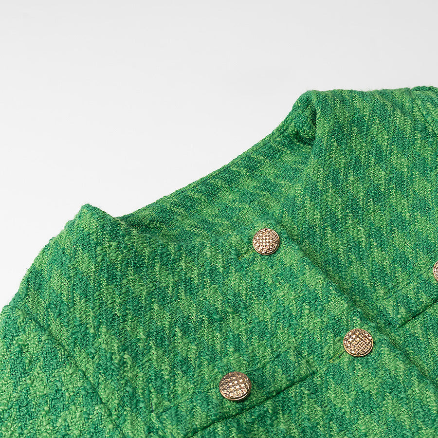 Emerald Green Tweed-Style Short Jacket For Women, SoHo, BYMANYC New York.