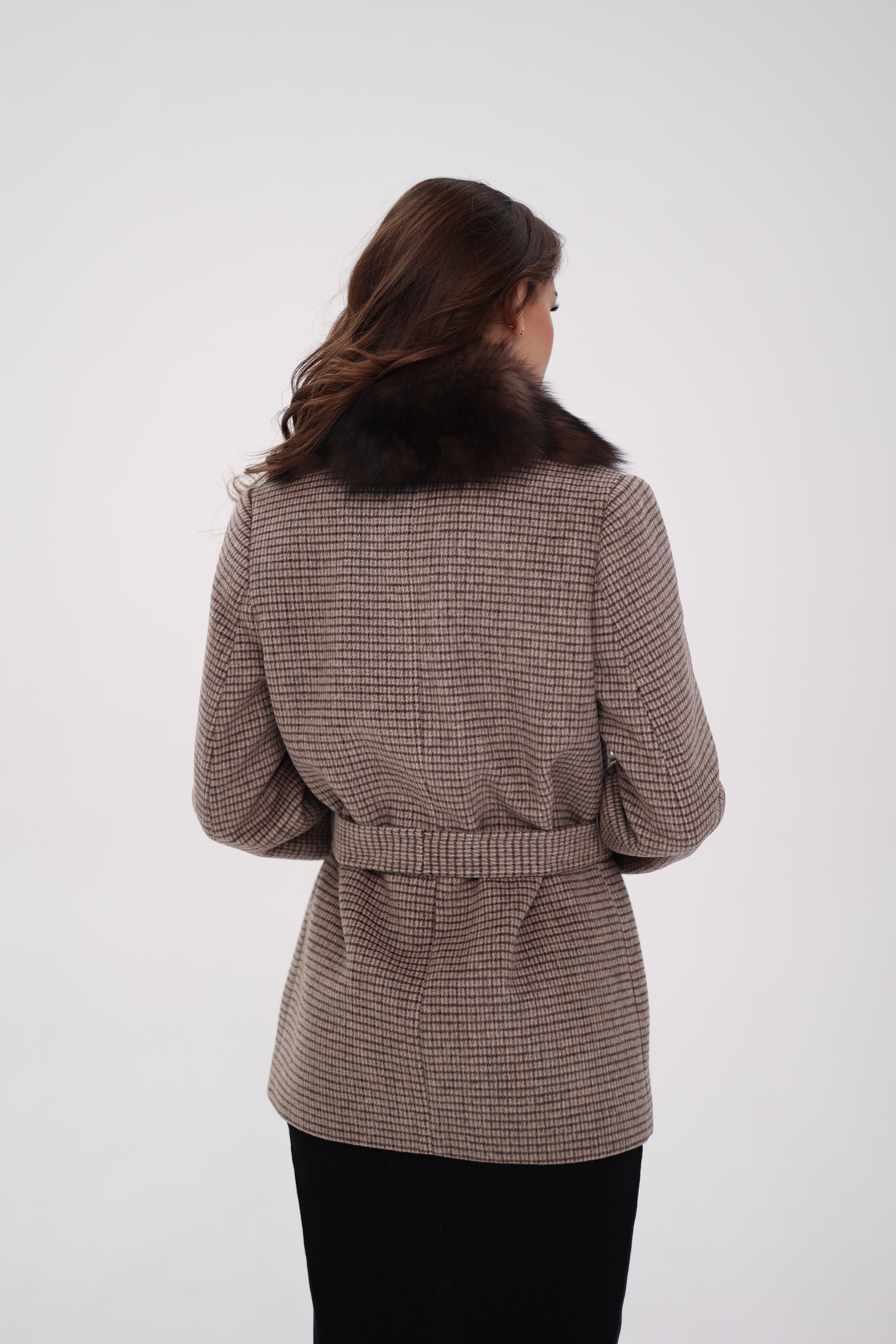 Genuine Polar Fox Fur Virgin Wool Coat in Dark Beige Alaska® Outerwear Company