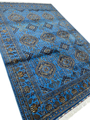 Hand-Knotted Zerkhaki Afghan Wool Area Rug – 6'6" x 10' | Elegant Blue Tones, Handmade Quality Rugistan