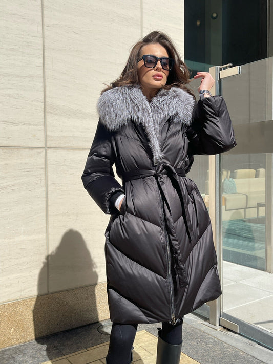 Amandine Genuine Silver Fox Down Parka Alaska® Outerwear Company