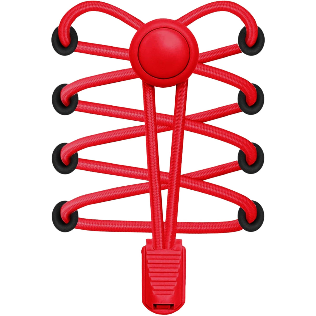Red shoe tree with black wheels on a white background
