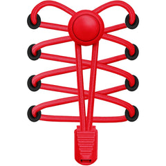 Red shoe tree with black wheels on a white background