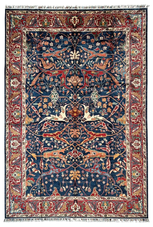 Hand-Knotted AfghanI Bidjar Ghazni Wool Rug – 6'7" x 9'10" – Elegant Floral Design Rugistan