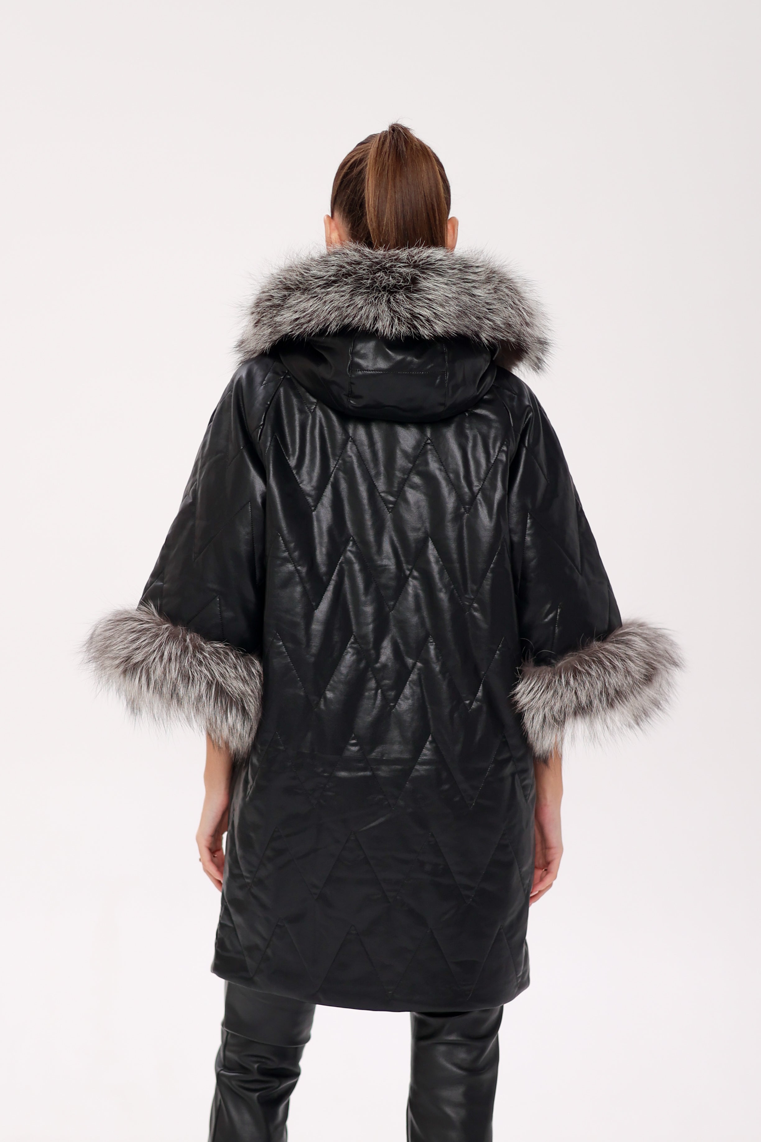 Genuine Silver Fox Eco-Leather Coat with Sleeve Extenders Alaska® Outerwear Company