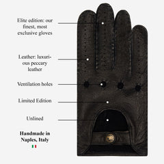 Marcello (black) – Luxurious Italian peccary driving gloves