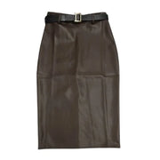 High Waisted Faux Leather Pencil Skirt