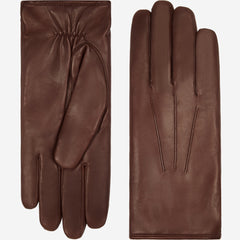 Francesca (brown) - Italian lambskin leather gloves with white rabbit fur lining