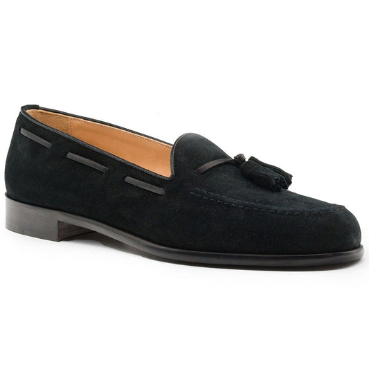 16-583-BLK FRANCO Suede Calfskin Tassel Loafer, Black