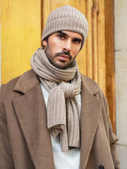 Milano (brown) - Italian 100% cashmere ribbed beanie (unisex)