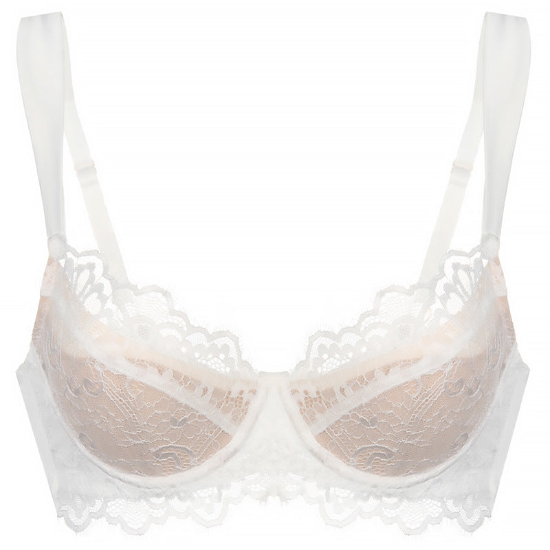 White lace bra on a white background