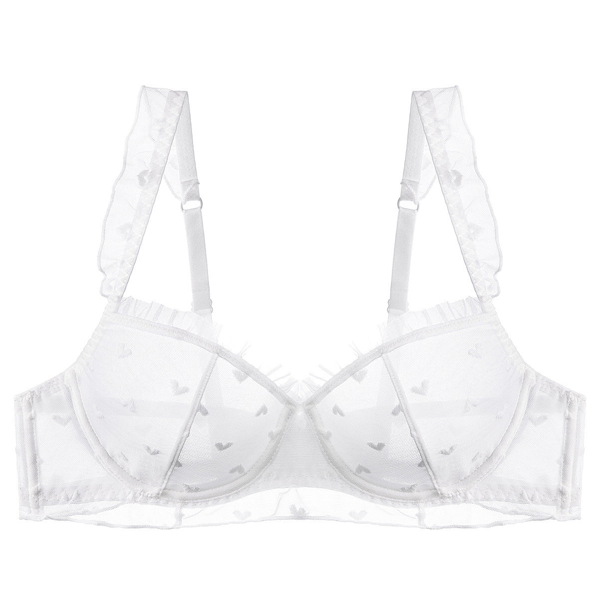 White bra with thin straps on a white background