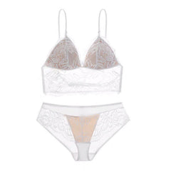 White lace lingerie set on a white background