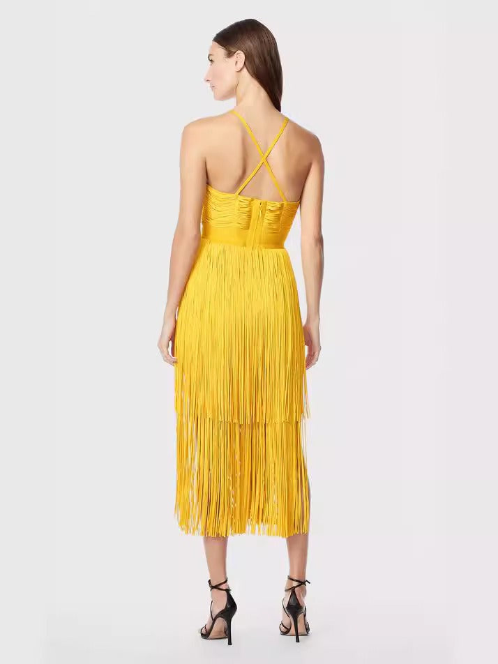 Fringe Bandage Dress With Suspender Straps For Women, Tribeca, BYMANYC New York.