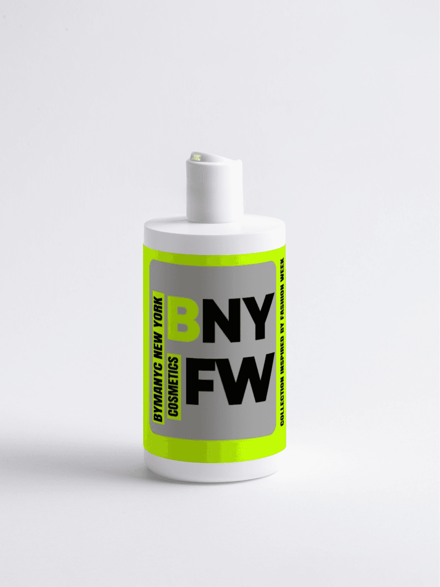 Cosmetic bottle with 'BNY FW' label on a white background