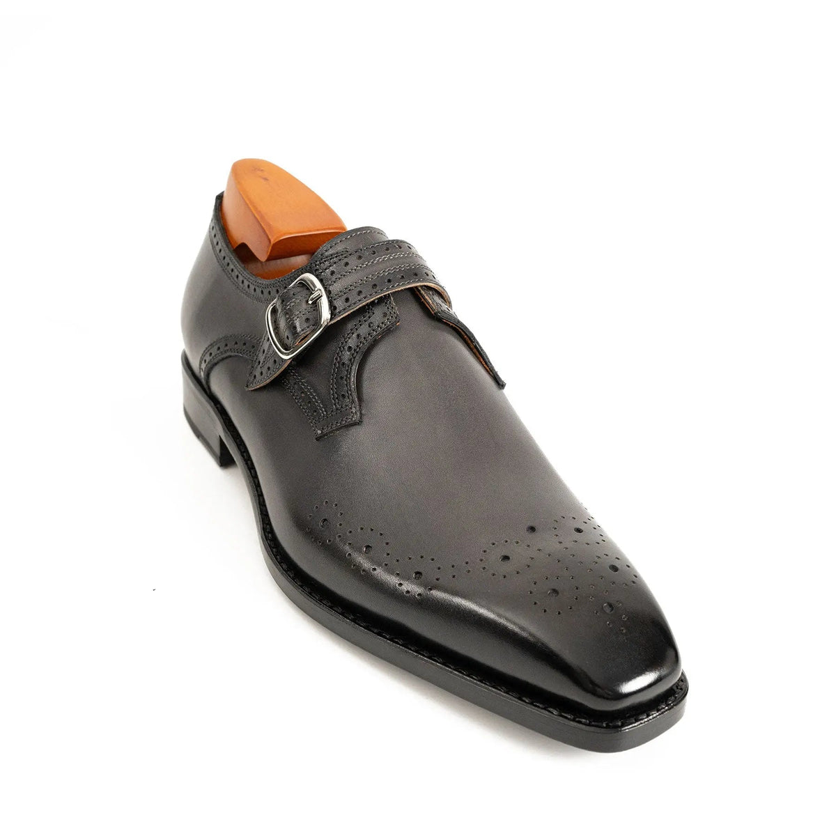 Goodyear Welted Monk Strap Shoes Black