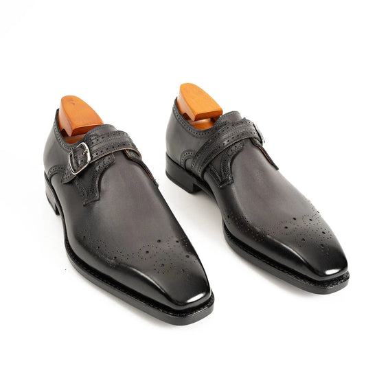 Goodyear Welted Monk Strap Shoes Black