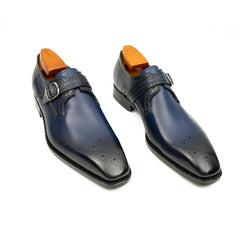 Goodyear Welted Monk Strap Shoes Blue