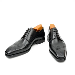 Goodyear welt derby shoes Brogue style Black