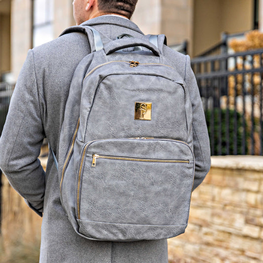 Grey Leather Commuter Bag Sole Premise