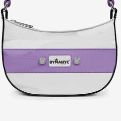 White handbag with purple accents and ByManyC logo on a white background
