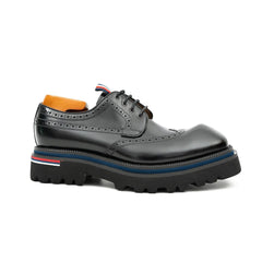 Handcrafted Square Toe Brogue Shoes with Thick Sole Black