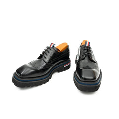 Handcrafted Square Toe Brogue Shoes with Thick Sole Black