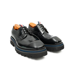 Handcrafted Square Toe Brogue Shoes with Thick Sole Black