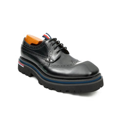 Handcrafted Square Toe Brogue Shoes with Thick Sole Black