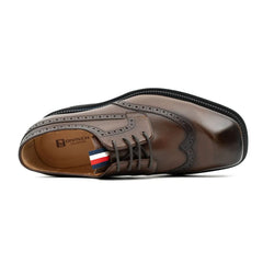 Handcrafted Square Toe Brogue Shoes with Thick Sole Coffee