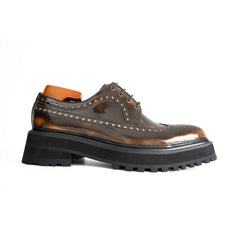 Handmade Chunky - sole Brogue Shoes Brown