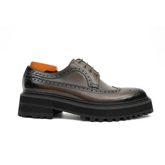 Handmade Chunky - sole Brogue Shoes Coffee