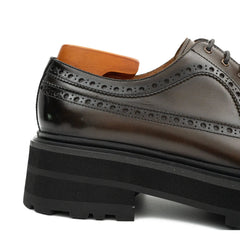 Handmade Chunky - sole Brogue Shoes Coffee