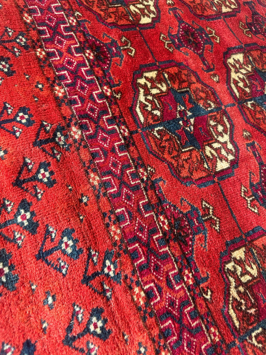 Antique 1920’s Tribal Turkoman Tekke Wedding Rug 3’4” x 4’1” Rugistan