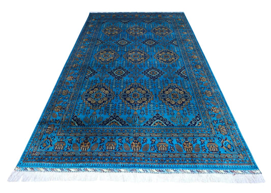 Hand-Knotted Afghani Zerkhaki Wool Rug – 6’6″  x  10’0″ Rugistan