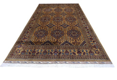 Hand-Knotted Afghani Zerkhaki Wool Rug – 6’7″  x  10’2″ Rugistan