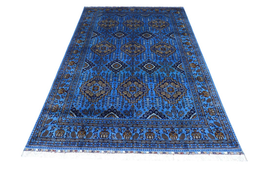 Hand-Knotted Afghani Zerkhaki Wool Rug – 6’7″  x  9’3″ Rugistan