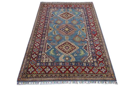 Hand-Knotted Afghani Kazak Wool Rug – 4’0″  x  6’1″ Rugistan